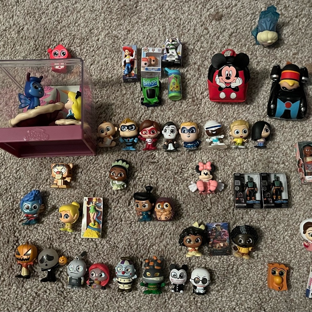 Disney Action Figures in Red and Blue